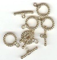 5 20mm Antique Gold Finish Twisted Rope Toggle Clasps